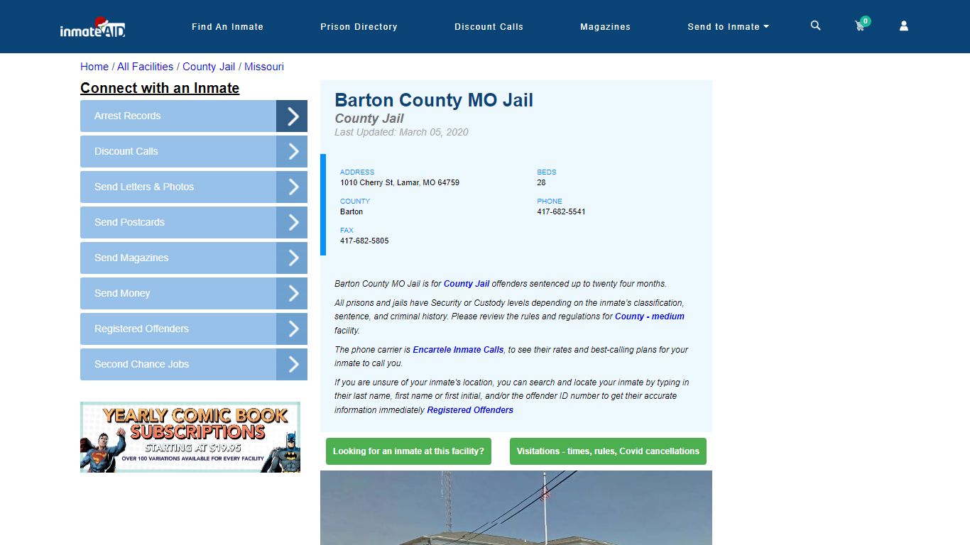 Barton County MO Jail - Inmate Locator - Lamar, MO