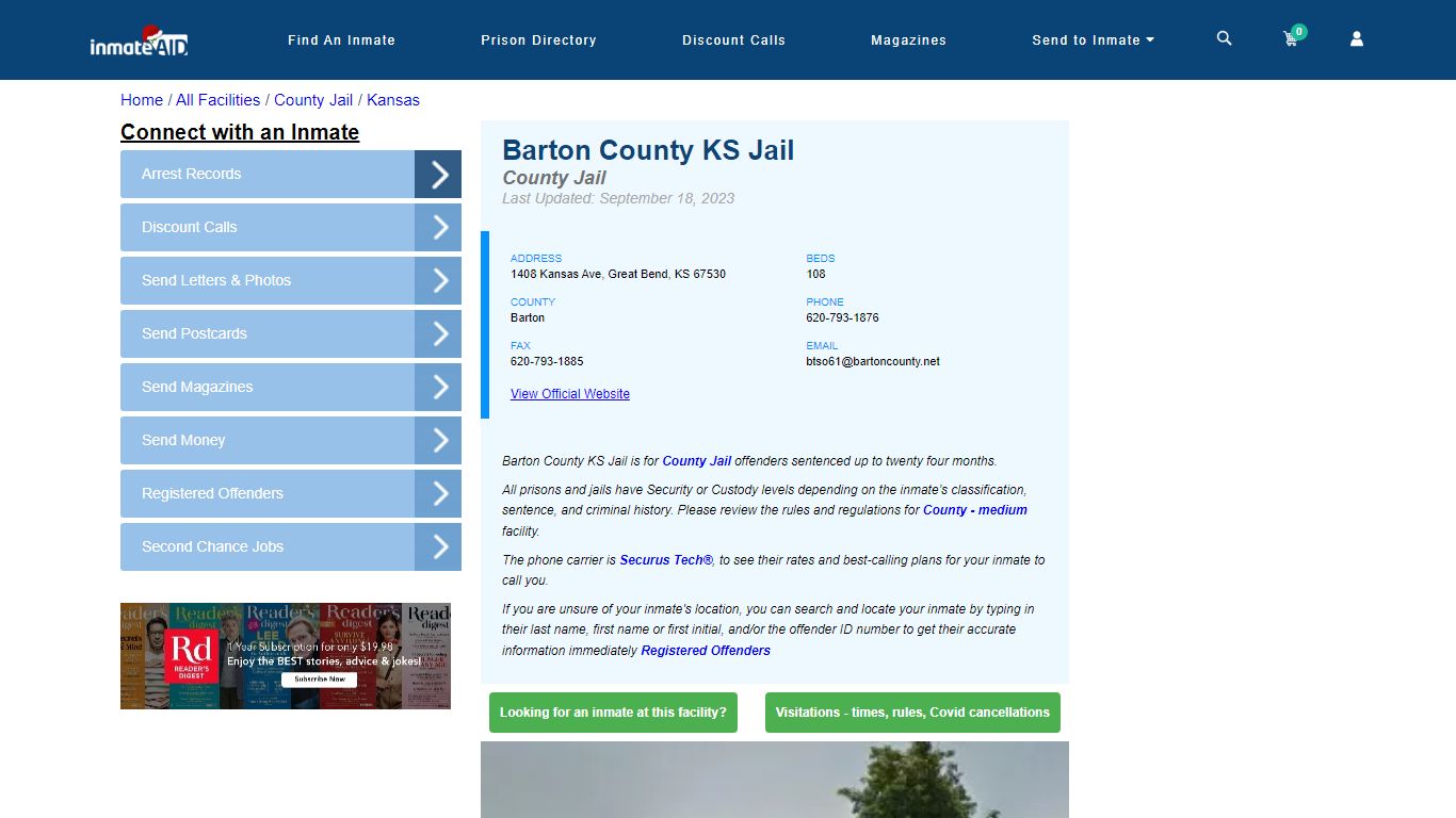 Barton County KS Jail - Inmate Locator - Great Bend, KS