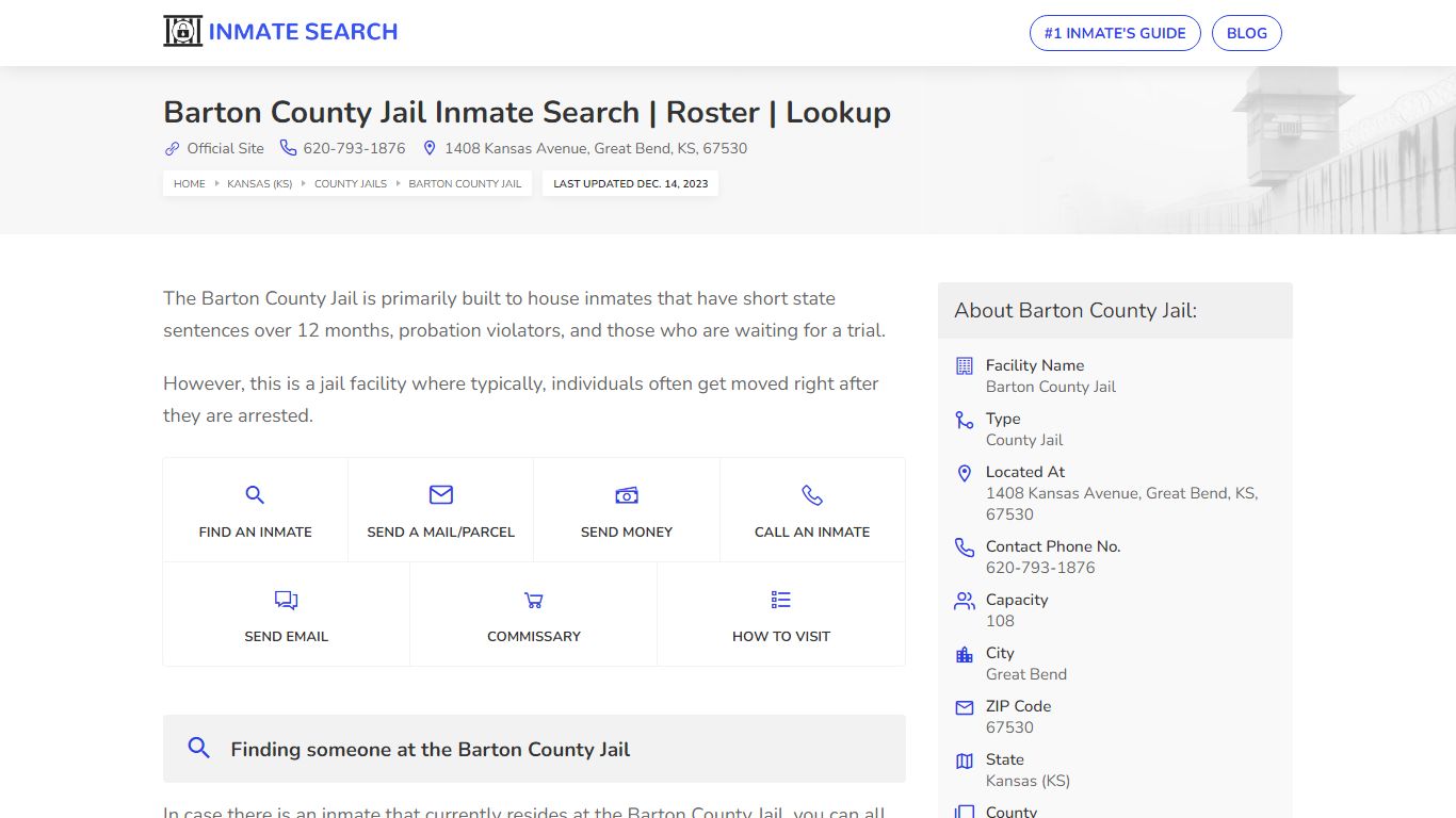 Barton County Jail Inmate Search | Roster | Lookup