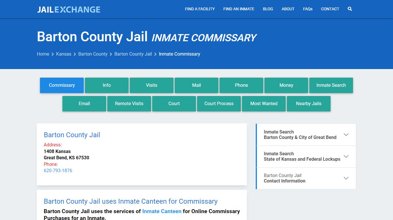 Barton County Jail Inmate Commissary - Jail Exchange